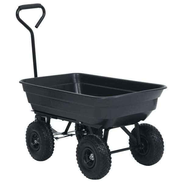 vidaXL Carrito de mano basculante para jard&iacute;n 300 kg 75 L negro