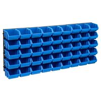 vidaXL Kit de cajas de almacenaje 48 pzas paneles de pared azul negro
