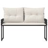 vidaXL Banco de exterior con coj&iacute;n Negro y Crema 118 x 55 x 82 cm