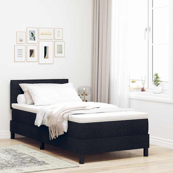 vidaXL Cama tipo Box Spring con colch&oacute;n Negro 80 x 200 cm tela