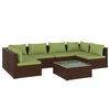 vidaXL Set muebles de jard&iacute;n 7 piezas y cojines rat&aacute;n sint&eacute;tico marr&oacute;n