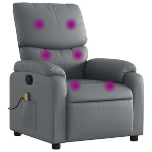 vidaXL Sill&oacute;n de masaje reclinable cuero sint&eacute;tico gris