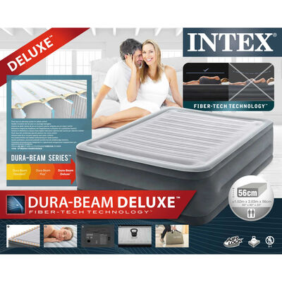 Colchón hinchable Dura-Beam Deluxe Comfort-Plush con bomba gris 56x152x203  cm