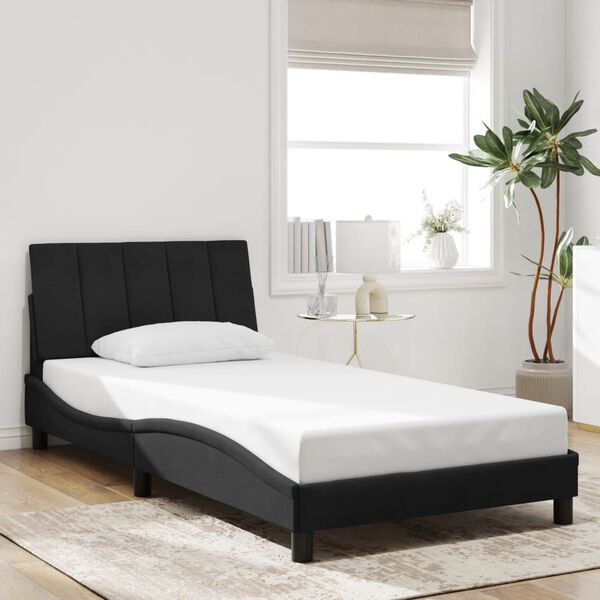 vidaXL Estructura de cama con LED sin colch&oacute;n Hanko terciopelo negro 100x200 cm