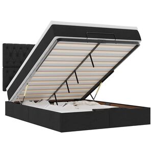 vidaXL Estructura cama otomana colch&oacute;n tela negro 140x200cm