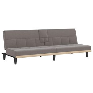vidaXL Sof&aacute; cama con portavasos tela gris taup&eacute;