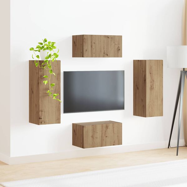 vidaXL Conjunto de mueble de TV 2 pcs Roble artesanal