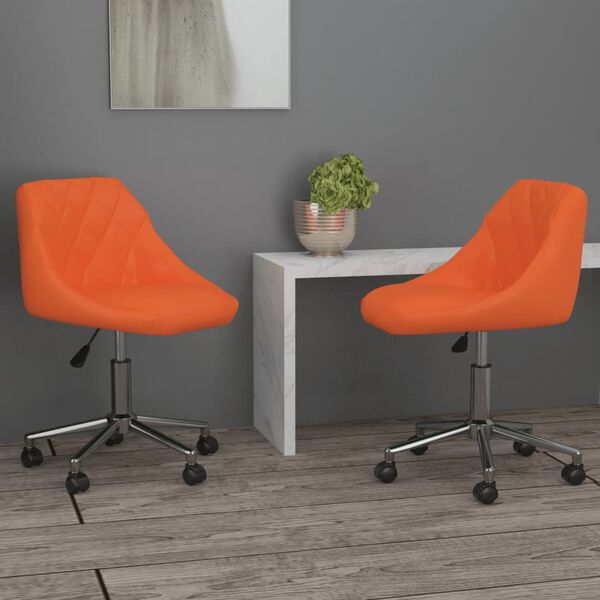 vidaXL Sillas de comedor giratorias 2 uds cuero sint&eacute;tico naranja
