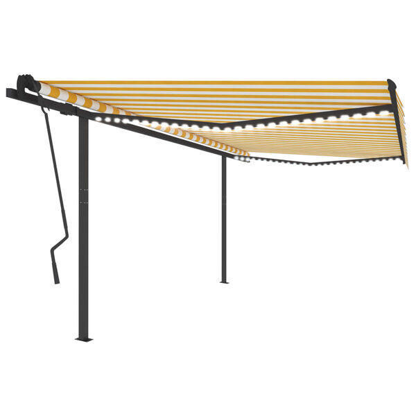 vidaXL Toldo autom&aacute;tico LED sensor de viento amarillo blanco 4,5x3,5 m