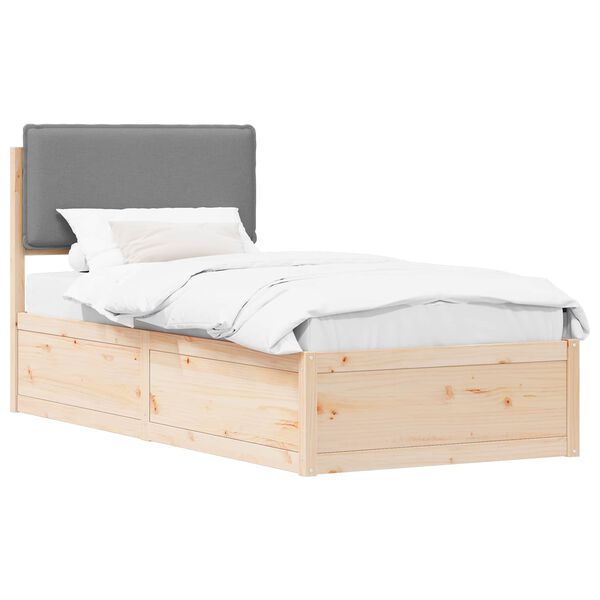 vidaXL Estructura de Cama con Cabecera Tapizada Gris Claro 80 x 200 cm