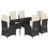 vidaXL Set de comedor de jard&iacute;n 7 pzas y cojines rat&aacute;n sint&eacute;tico negro