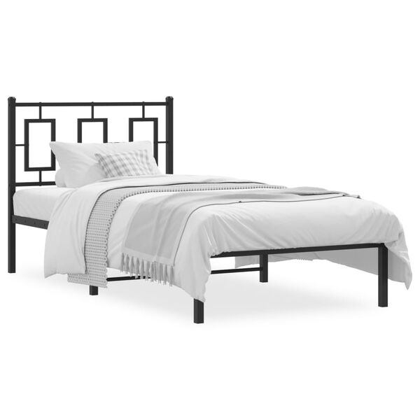 vidaXL Estructura cama sin colchón con cabecero metal negro 90x190 cm