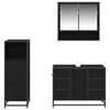 vidaXL Juego de muebles de ba&ntilde;o 3 pcs Roble Negro Madera de ingenier&iacute;a