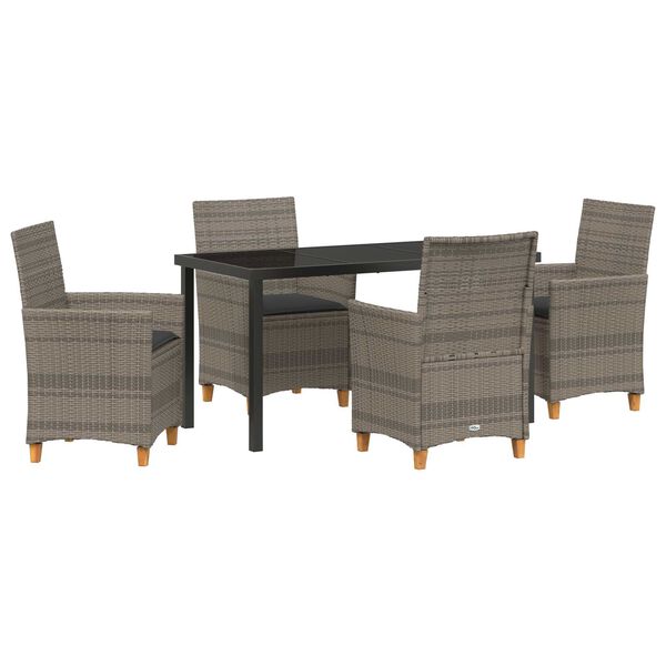 vidaXL Conjunto de Comedor de Jard&iacute;n 5 pcs Gris rat&aacute;n sint&eacute;tico