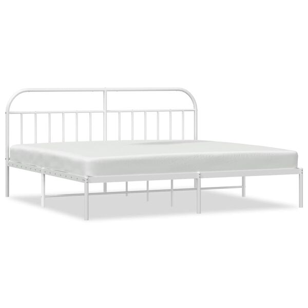 vidaXL Estructura cama sin colch&oacute;n con cabecero metal blanco 200x200cm