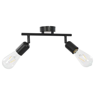 vidaXL Lámpara de focos 2 bombillas de filamento 2 W negro E27