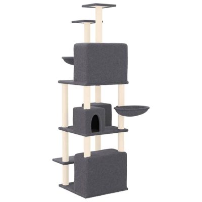 vidaXL Rascador para gatos con postes de sisal gris oscuro 180 cm