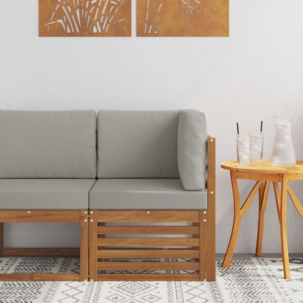 vidaXL Sof&aacute; de esquina para exteriores Madera de Acacia S&oacute;lida Natural