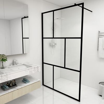 vidaXL Mampara de ducha accesible con vidrio templado negro 115x195 cm