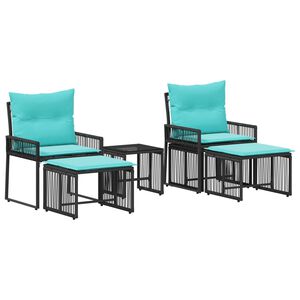 vidaXL Juego de muebles de exterior con coj&iacute;n 11 pcs Negro y Turquesa