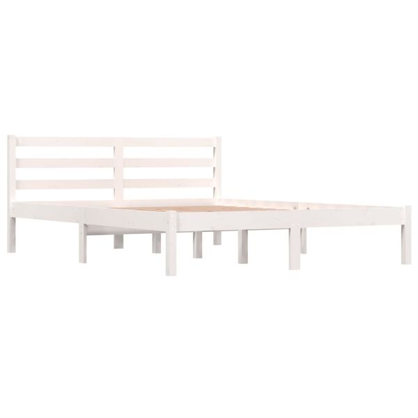 vidaXL Estructura de cama sin colch&oacute;n madera pino blanco 140x190 cm