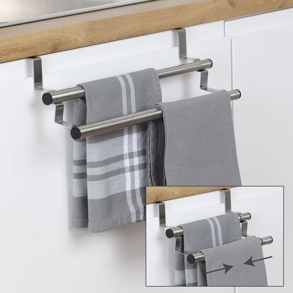 HI Colgador de pa&ntilde;os de cocina extensible plateado