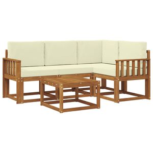 vidaXL Conjunto de sof&aacute;s de exterior con coj&iacute;n 5 pcs Natural y Crema