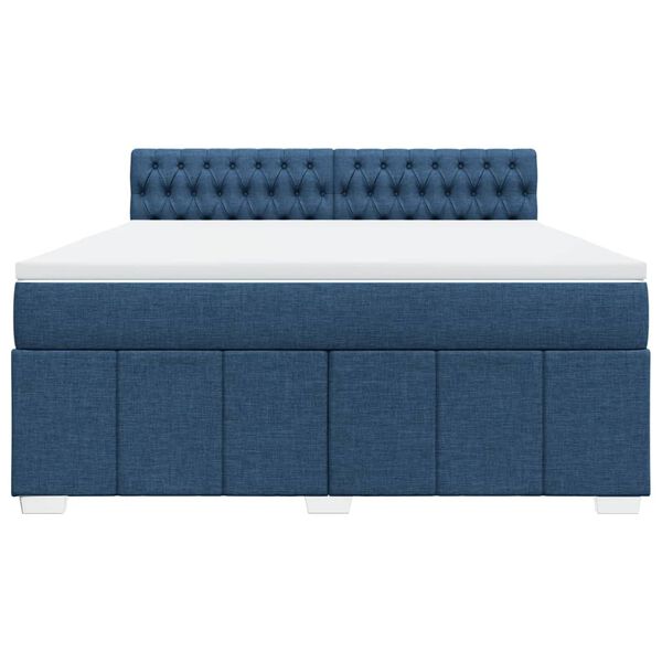 vidaXL Cama box spring con colch&oacute;n tela azul 180x200 cm