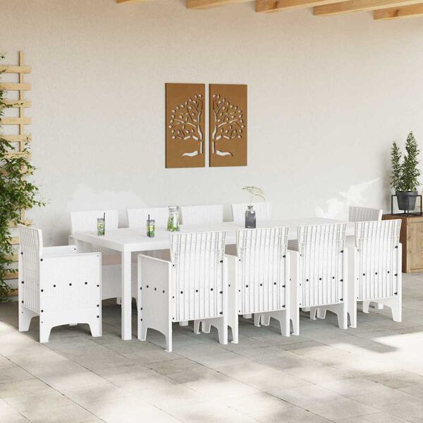 vidaXL Conjunto de Comedor de Jard&iacute;n 11 pcs Blanco Polipropileno