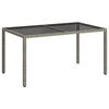 vidaXL Mesa jard&iacute;n vidrio templado rat&aacute;n sint&eacute;tico 150x90x75 cm gris