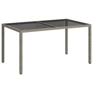 vidaXL Mesa jard&iacute;n vidrio templado rat&aacute;n sint&eacute;tico 150x90x75 cm gris