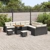 vidaXL Conjunto de sofá de jardín 13 pcs Negro ratán sintético