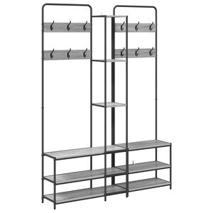 vidaXL Perchero con banco para zapatos Sonoma gris 143 x 30 x 199,5 cm