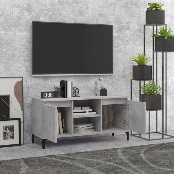 vidaXL Mueble de TV con patas metal gris hormigón 103,5x35x50 cm