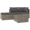 vidaXL Set de muebles de jard&iacute;n 4 pzas y cojines rat&aacute;n sint&eacute;tico gris