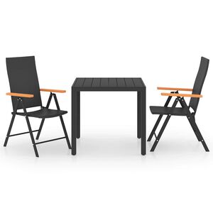vidaXL Juego de comedor para jard&iacute;n 3 piezas negro y marr&oacute;n