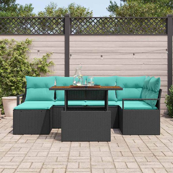 vidaXL Conjunto de Comedor de Jard&iacute;n 7 pcs Negro y Verde Azulado