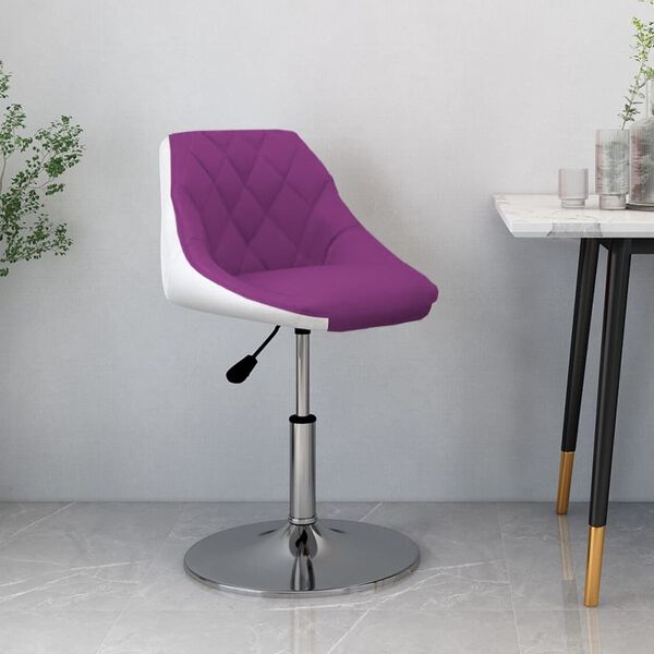 vidaXL Taburete de cocina de cuero sint&eacute;tico morado y blanco
