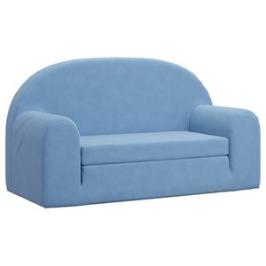 vidaXL Sof&aacute; cama de ni&ntilde;os 2 plazas felpa suave azul