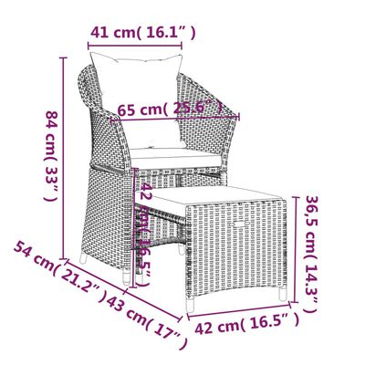 vidaXL Set muebles de jardín 2 piezas y cojines ratán sintético marrón