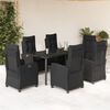vidaXL Set de comedor de jard&iacute;n 7 pzas y cojines rat&aacute;n sint&eacute;tico negro