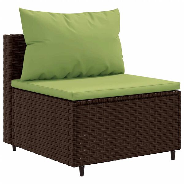 vidaXL Set muebles de jard&iacute;n 6 piezas y cojines rat&aacute;n sint&eacute;tico marr&oacute;n
