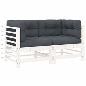 vidaXL Sof&aacute;s esquineros con cojines 2 uds madera maciza de pino blanco
