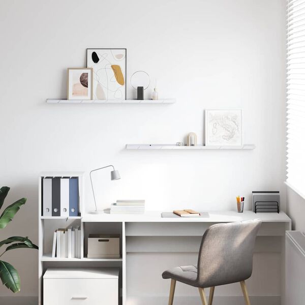 vidaXL Estante de pared con estante 2 pcs M&aacute;rmol 100 x 9 x 3 cm