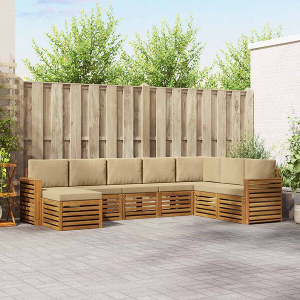 vidaXL Conjunto de Sof&aacute; Seccional con coj&iacute;n 8 pcs Natural y Beige