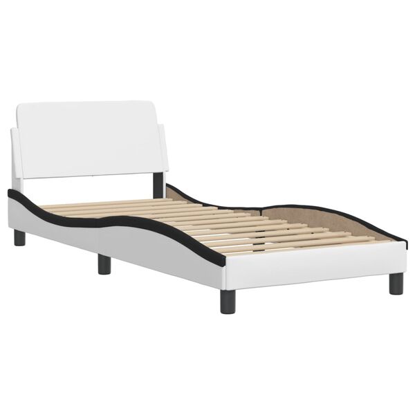 vidaXL Cama con colch&oacute;n Dover cuero sint&eacute;tico blanco y negro 90x190 cm