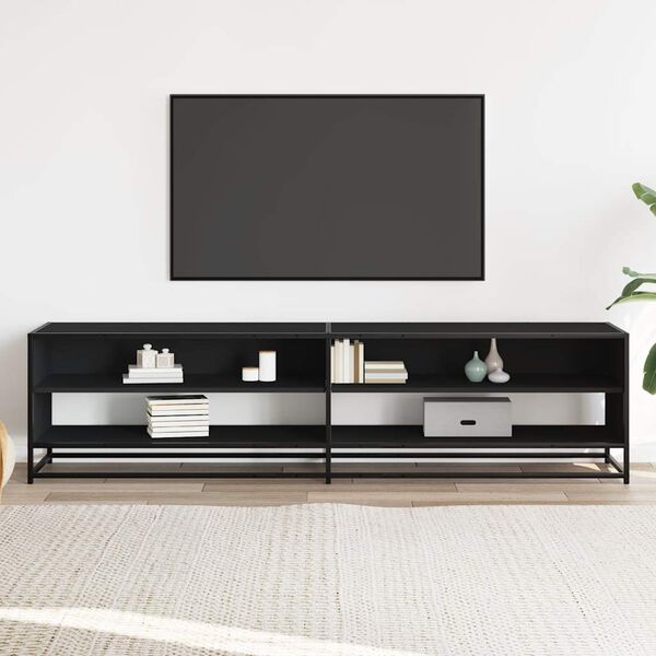 vidaXL Mueble de TV madera de ingenier&iacute;a negro 180,5x40x46 cm