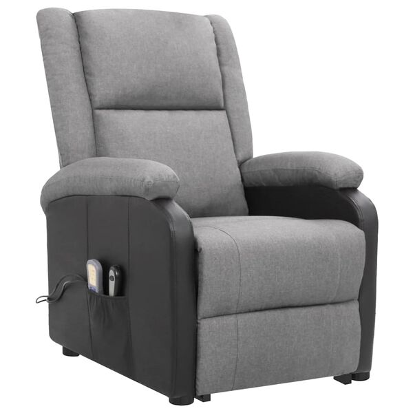 vidaXL Sillón de masaje elevable tela gris claro