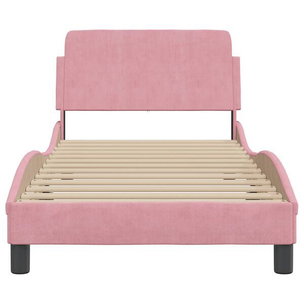 vidaXL Estructura de cama con cabecero Dover terciopelo rosa 90x200 cm