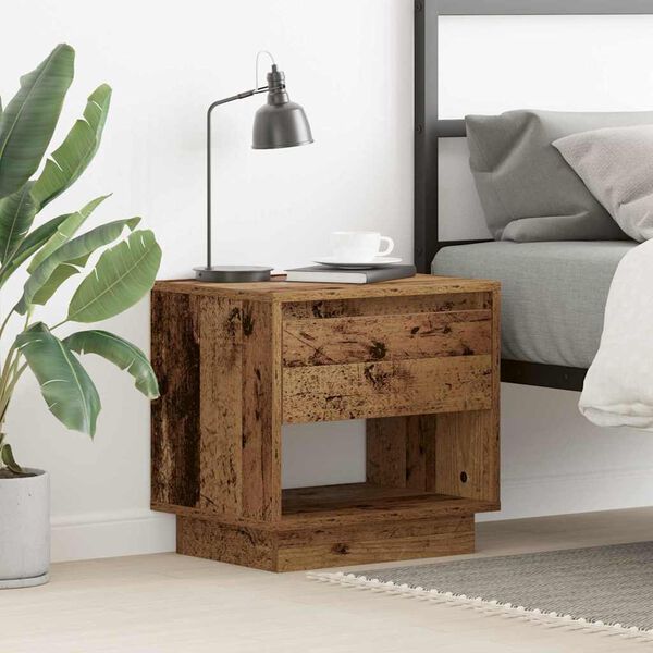 vidaXL Mesita de Noche con cajón Madera vieja 45 x 34 x 44 cm